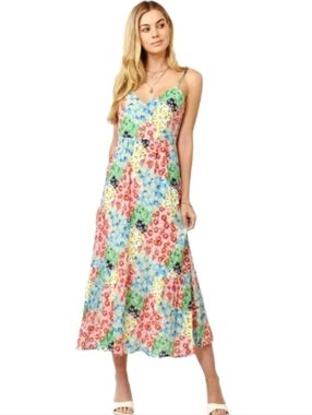 Greylin Floral Patchwork Maxi Dress in Pink, Blue, Green, Yellow